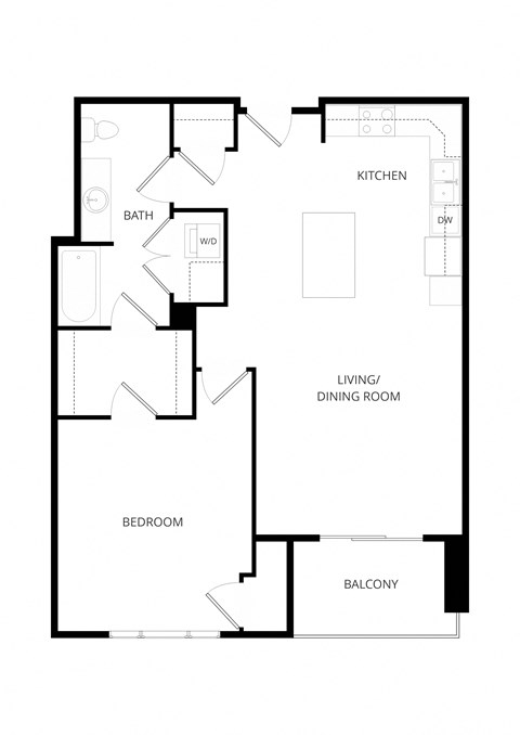 a floor plan of a home with an open floor plan with a kitchen and living